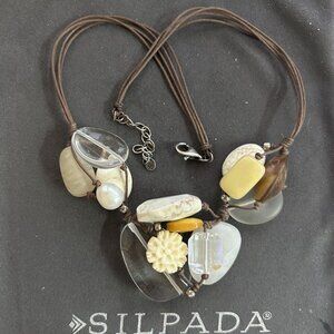 SILPADA Cluster Mixed Stone Leather Necklace N2201